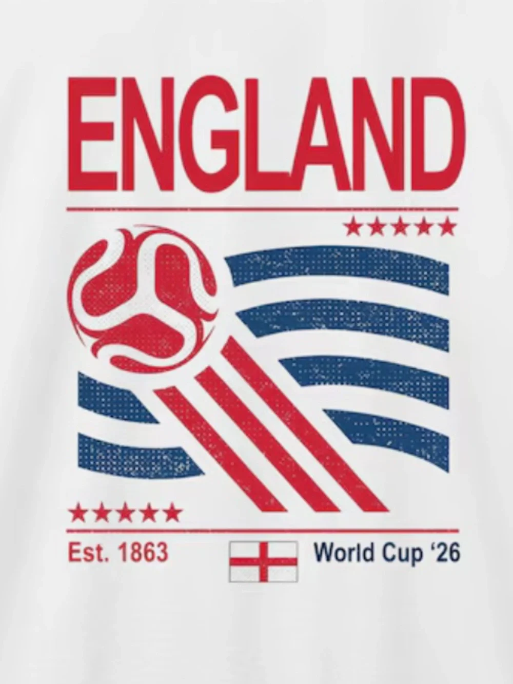 Vintage England World Cup '26 Graphic Tee  Unisex Size L White